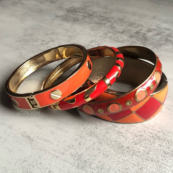 Orange Gold Bangle Bracelets - Picture 2 of 10